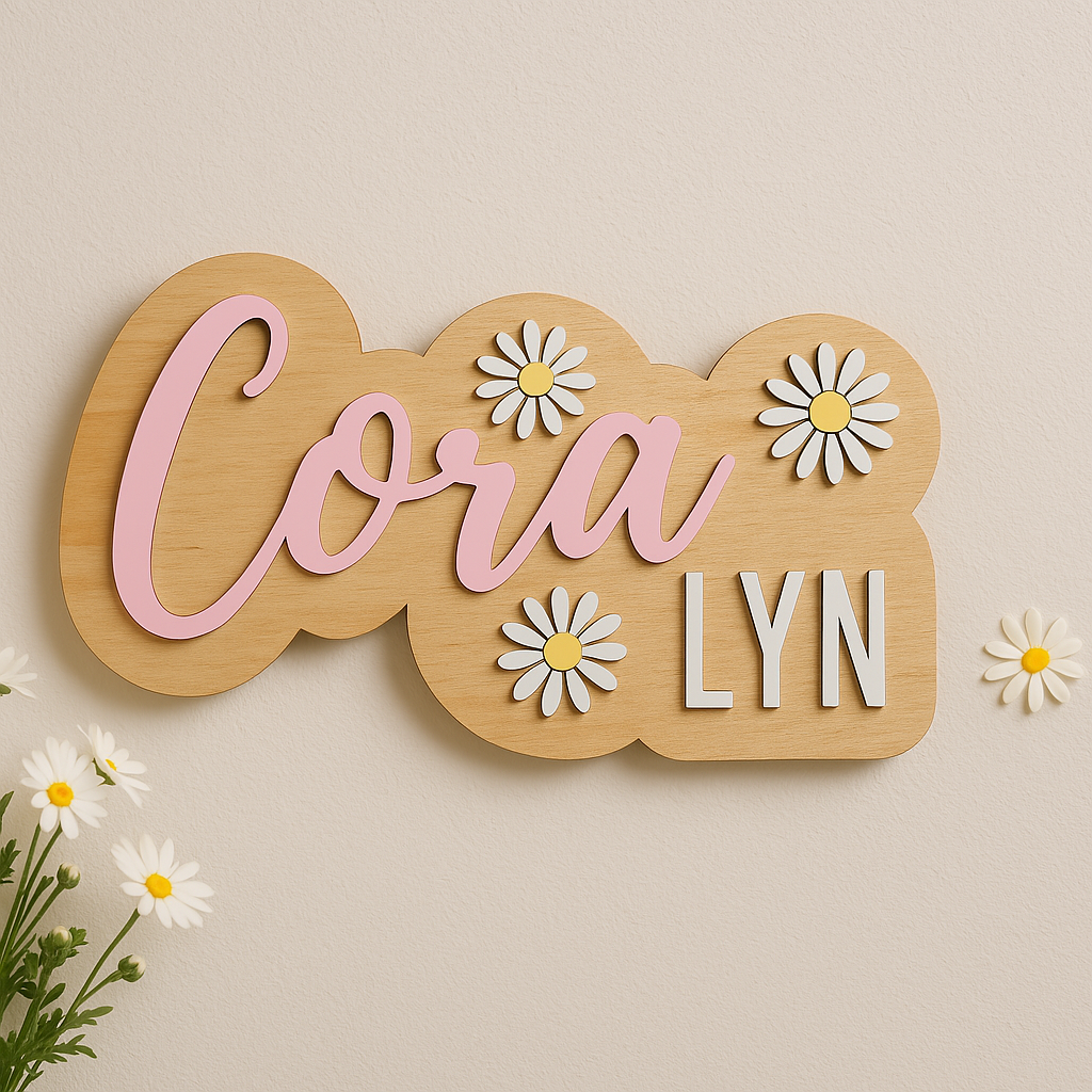Custom Two Layer Wooden Outlined Name Sign