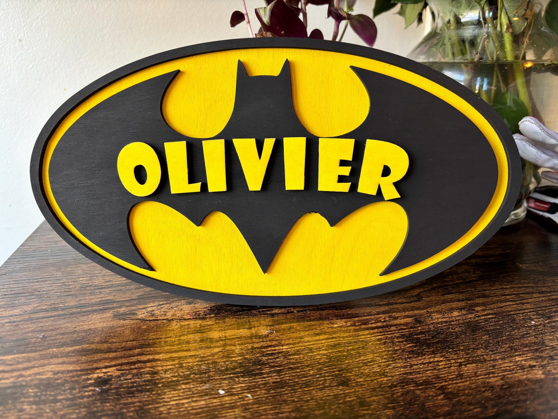 Bat Bedroom Name Sign - Diamond Touch Designs