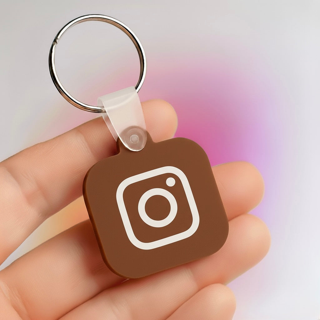 NFC Social Media Tap Keychain brown