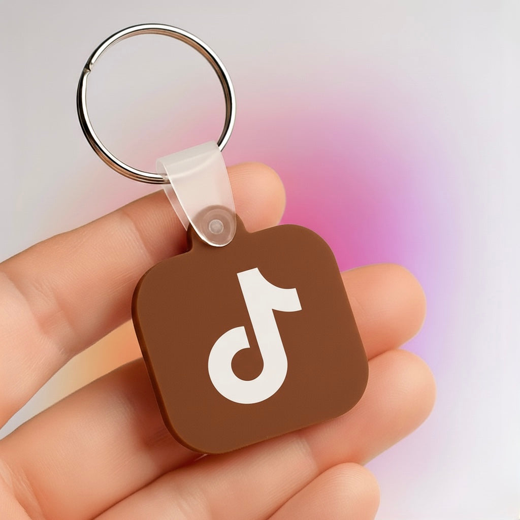 NFC Social Media Tap Keychain brown