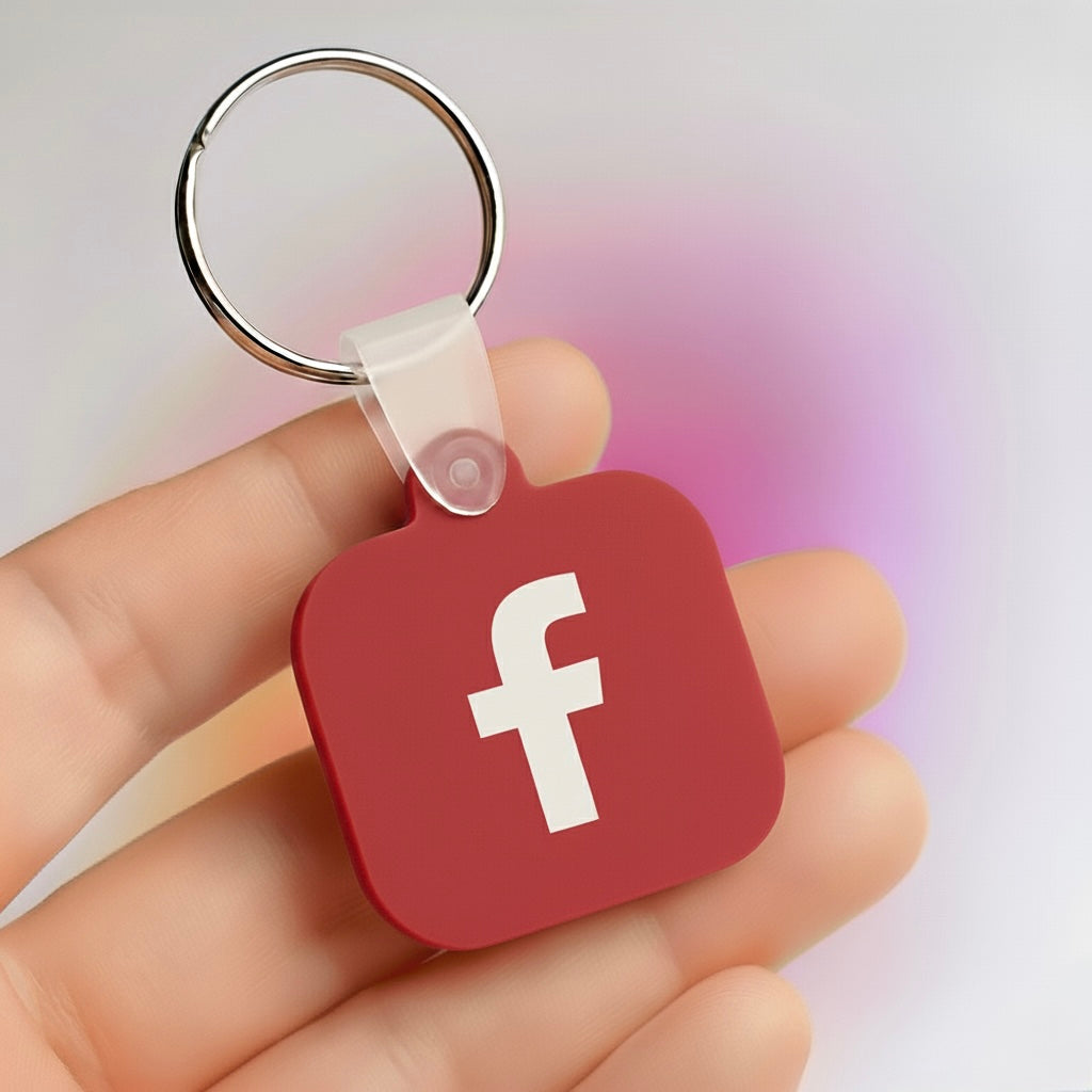 NFC Social Media Tap Keychain red