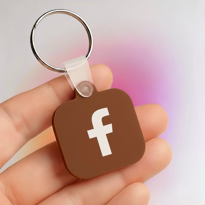 NFC Social Media Tap Keychain brown