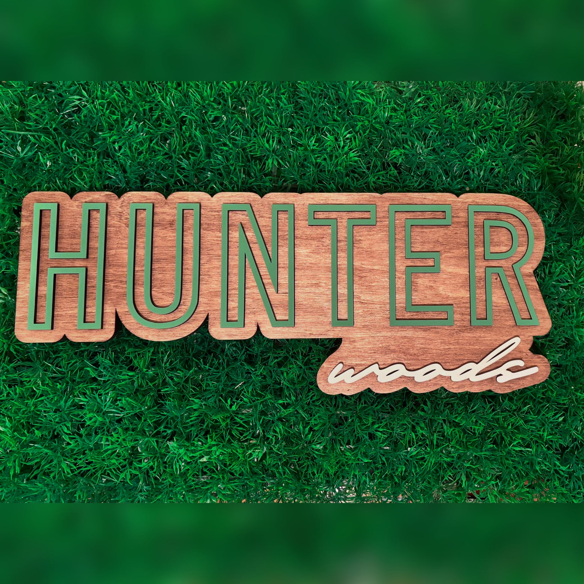 Custom Two Layer Wooden Name Sign Outline Text