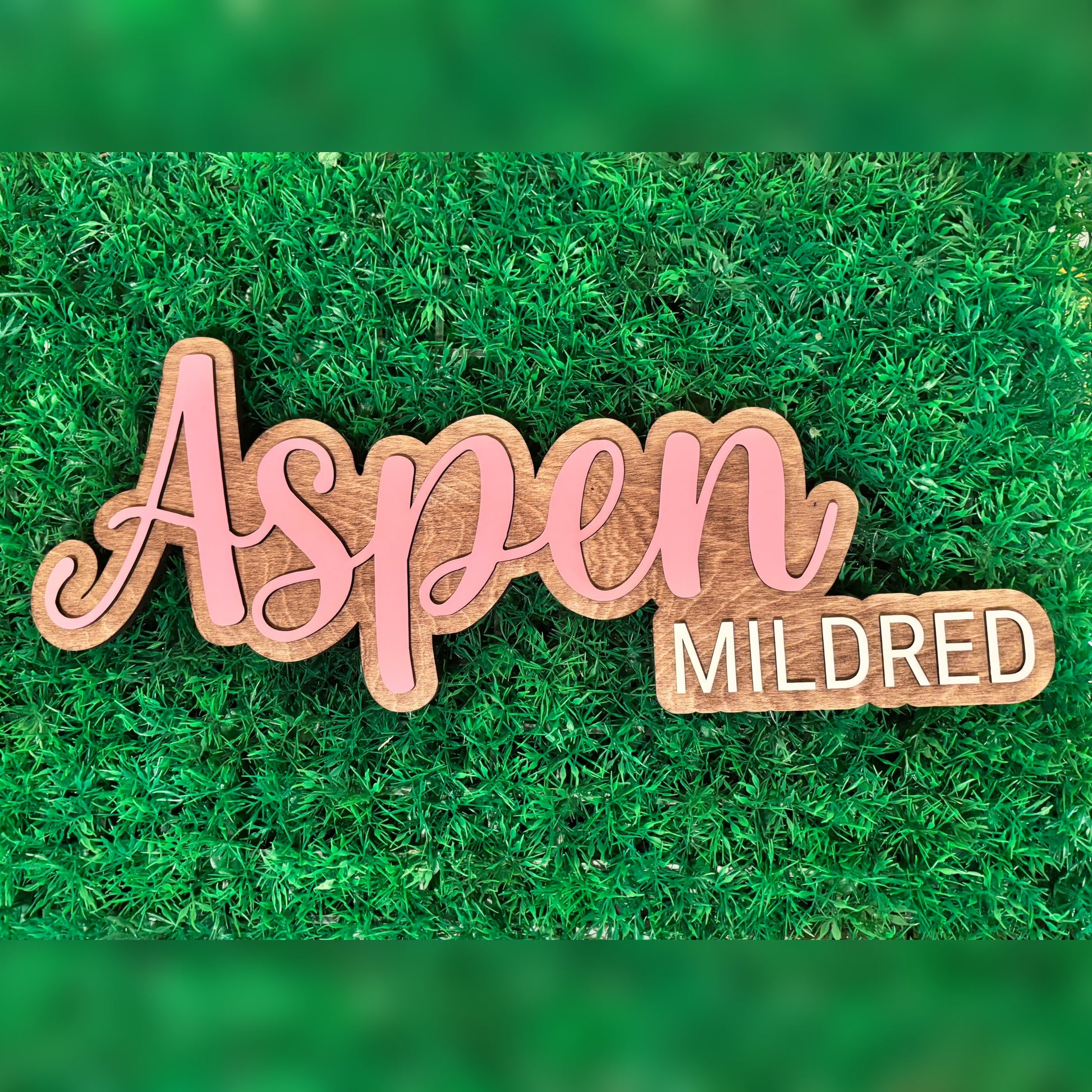 Custom Two Layer Wooden Nursery Name Sign

