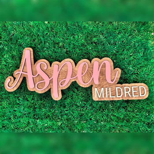 Custom Two Layer Wooden Nursery Name Sign

