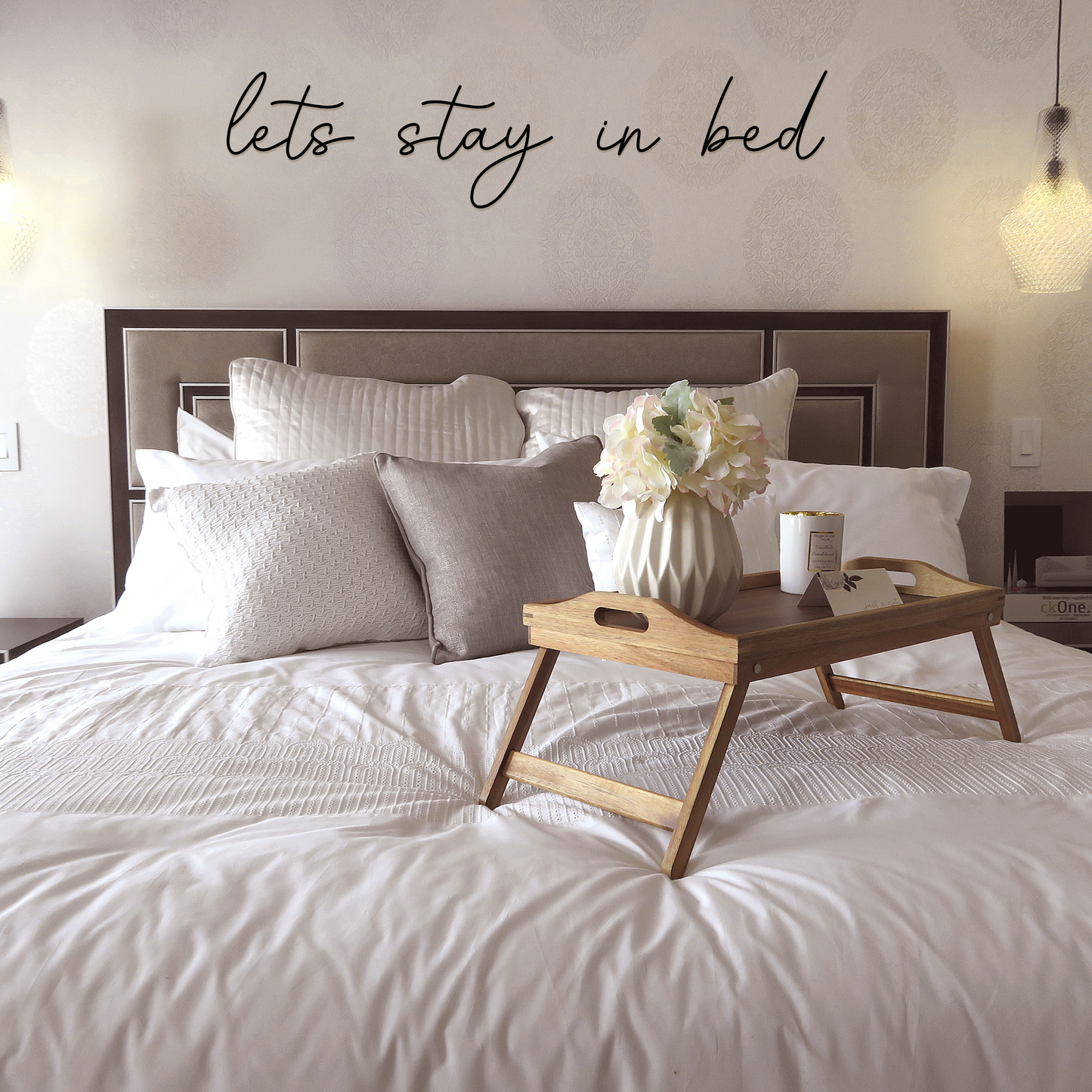 "let's stay in bed" Wood 3D Wall Lettering