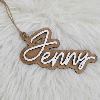 Custom wood name tag
