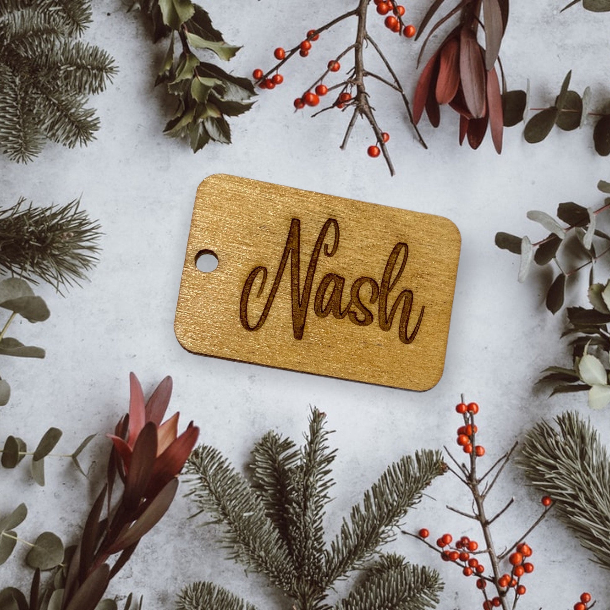 Custom Christmas Stocking Tag, Wood Gift Tag, Wood Stocking Tag - Diamond Touch Designs